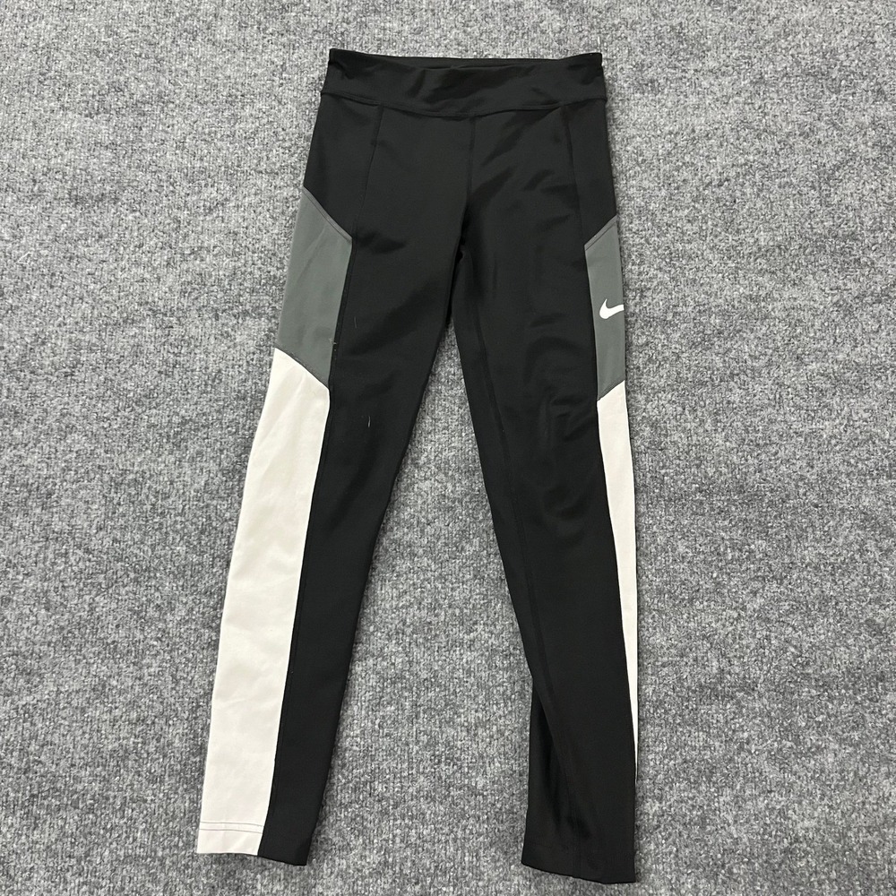 Nike Leggings Womens Size L Black Dri-Fit Colorblock Athletic Gym CI9940-011